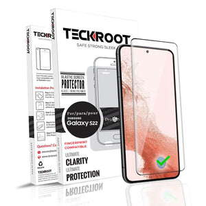 TeckRoot Screen Protector For Samsung Galaxy S22 | GLASTIC | Fingerprints works | Full Glue | Full Coverage Screen Guard | NOT GLASS | Scratch Resistant Edge Protection for Samsung Galaxy S22