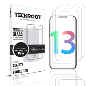 iPhone 13 Pro Tempered Glass Screen Protector ProShield Edition [ 3 pack ]